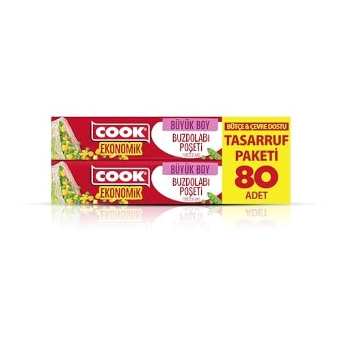 Cook Ekonomik Büyük Buzdolabı Poşeti, 30 x 42 cm, 80 Yaprak, Şeffaf