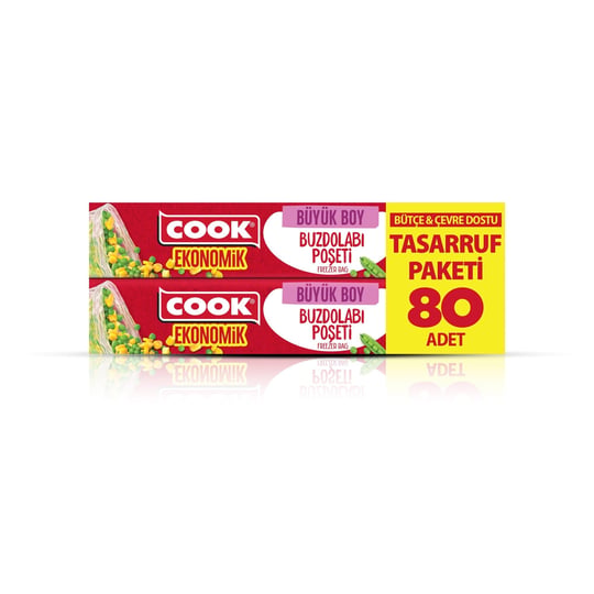 Cook Ekonomik Büyük Buzdolabı Poşeti, 30 x 42 cm, 80 Yaprak, Şeffaf