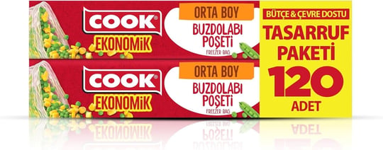 Cook Ekonomik Buzdolabı Poşeti, Orta Boy, 24 x 35 cm, 120 Yaprak
