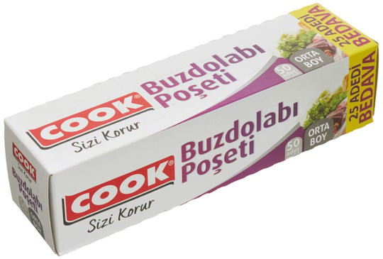 Cook Ekonomik Buzdolabı Poşeti, Orta Boy, 24 x 38 cm, 50 Yaprak