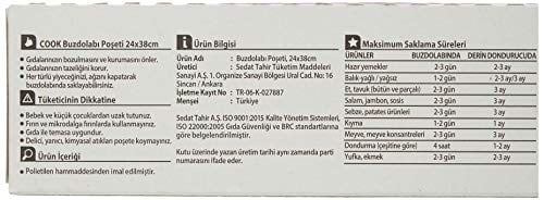 Cook Ekonomik Buzdolabı Poşeti, Orta Boy, 24 x 38 cm, 50 Yaprak
