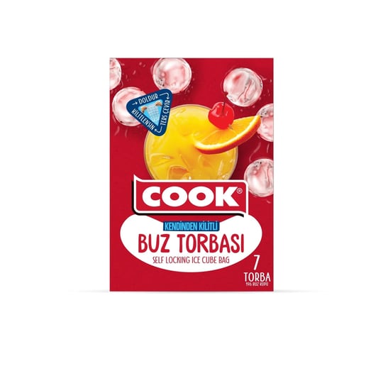 Cook Kendinden Kilitli Buz Torbası, 7 Yaprak, 28 Buz Küpü, Toplam 196 Küp, Zip Kilit