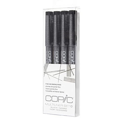 Copic İşaretleyiciler Çok Katmanlı İnce Pigment Esaslı Mürekkep, 4 Parça Set