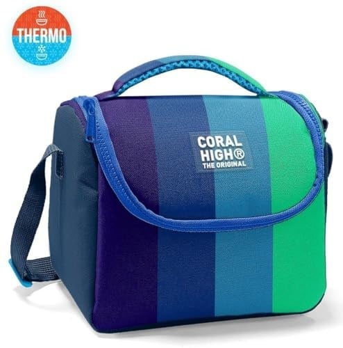Coral High Beslenme Çantası 11797, Erkek Çocuk, Lacivert Yeşil Renkli Çizgili, Isı Yalıtımlı