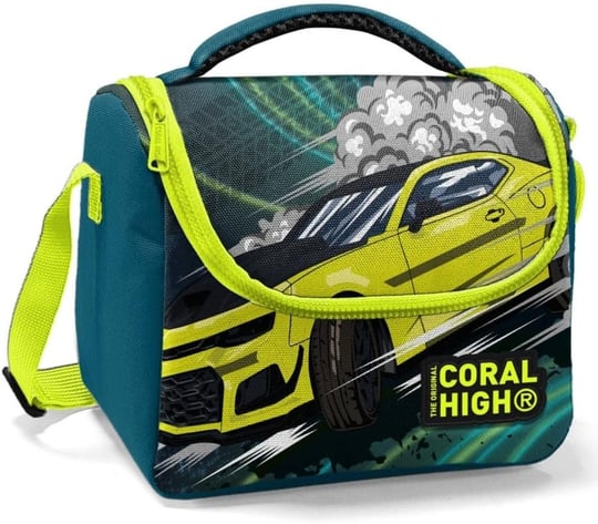 Coral High Erkek Çocuk Okul Beslenme Çantası - Yeşil-Sarı Yarış Arabası