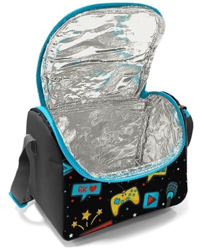 Coral High Erkek Çocuk Üç Gözlü İlkokul Çanta Seti - Siyah Mavi Gamer Desenli