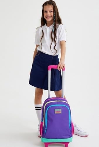 Coral High Işıklı Tekerlekli Çekçek Okul ve Seyahat Çantası Kız Çocuk Mor