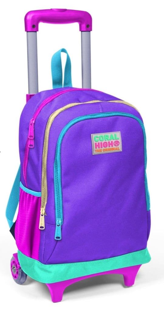 Coral High Işıklı Tekerlekli Çekçek Okul ve Seyahat Çantası Kız Çocuk Mor