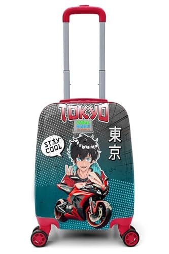 Coral High Kids Anime Motorsiklet Desenli Çocuk Valizi 16782