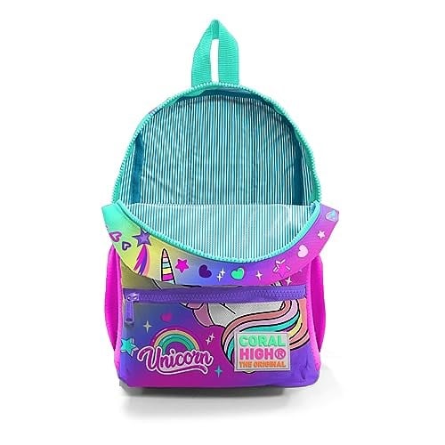 Coral High Minik Yuva Sırt Çantası Lavanta Su Yeşili Unicorn Desenli İki Bölmeli 23529
