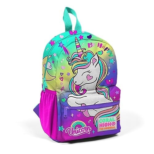 Coral High Minik Yuva Sırt Çantası Lavanta Su Yeşili Unicorn Desenli İki Bölmeli 23529
