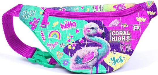 Coral High Pembe Su Yeşili Flamingo Baskılı Kız Çocuk Bel Çantası