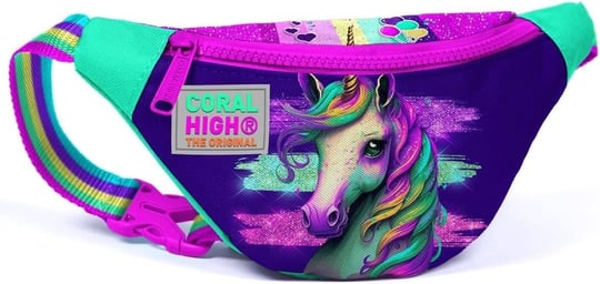 Coral High Pembe Su Yeşili Unicorn Baskılı Kız Çocuk Bel Çantası