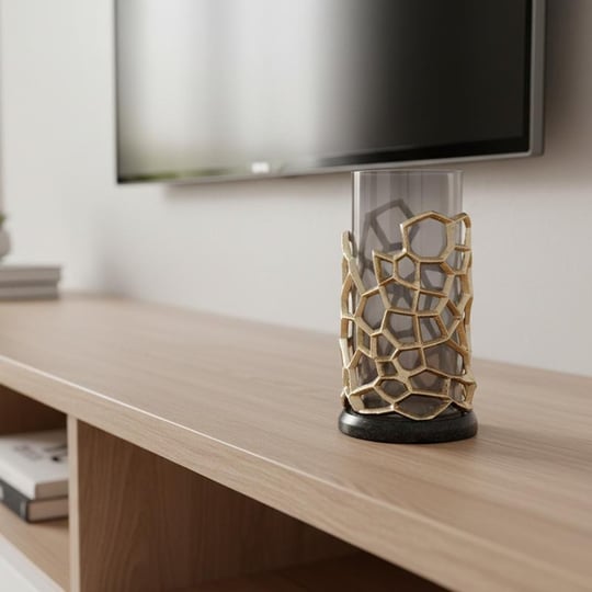 Cornella Pillar Antik Gold Gri Ombreli Cam Mumluk