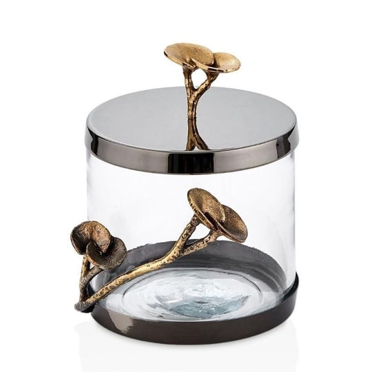 Cornella Rose Dekoratif Cam Kavanoz Silver - Gold Küçük Ağız:12 Cm X Boy:12 Cm X Tüm:16 Cm