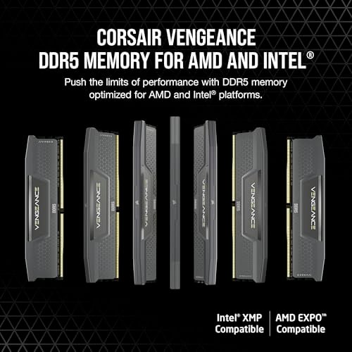 CORSAIR Vengeance DDR5 32GB (2 x 16GB) 6000MHz CL38-44-44-96 1.35V Intel XMP 3.0 AMD Expo Bilgisayar Masaüstü Belleği - Gri