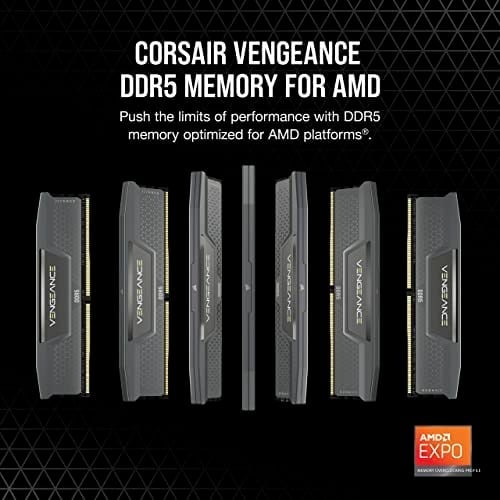CORSAIR Vengeance DDR5 RAM 32GB (2x16GB) 6000MHz CL36 AMD Expo iCUE Uyumlu Bilgisayar Belleği - Gri (CMK32GX5M2E6000Z36), Gri