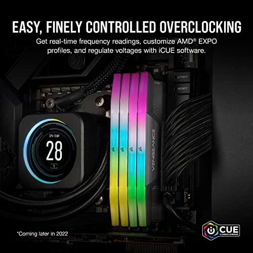 CORSAIR Vengeance RGB DDR5 32GB (2x16GB) DDR5 6000MHz CL36 AMD Expo Intel XMP iCUE Uyumlu Bilgisayar Belleği - Gri (CMH32GX5M2E6000Z36)