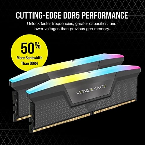 CORSAIR Vengeance RGB DDR5 32GB (2x16GB) DDR5 6000MHz CL36 AMD Expo Intel XMP iCUE Uyumlu Bilgisayar Belleği - Gri (CMH32GX5M2E6000Z36)