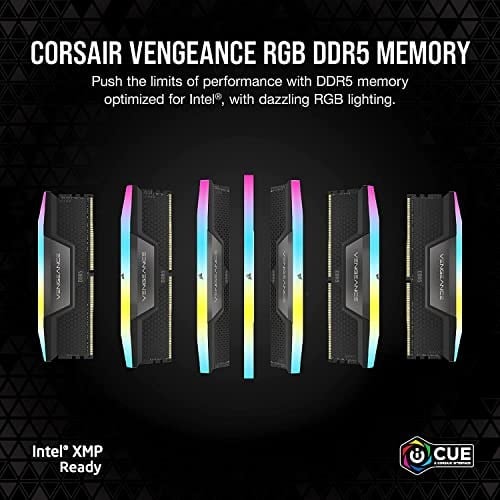 Corsair VENGEANCE RGB DDR5 RAM 32GB (2x16GB) 6400MHz CL36 Intel XMP iCUE Uyumlu Bilgisayar Belleği - Siyah (CMH32GX5M2B6400C36)