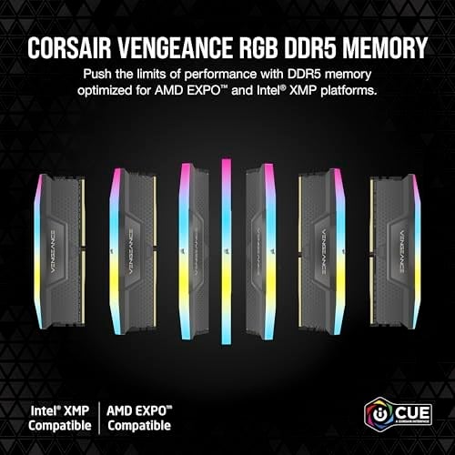 CORSAIR Vengeance RGB Pro SL 32GB (1X32GB) 5600Mhz DDR5 1,25V Ram (CMH32GX5M1B5600Z40) - Seçenekler: 32GB (1 x 32GB), 16GB (1 x 16GB)