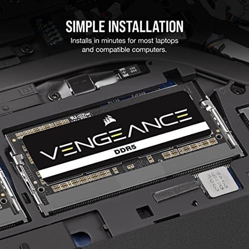 CORSAIR Vengeance SODIMM DDR5 RAM 32GB (1x32GB) 5600MHz CL48-48-48-90 1.10V Intel XMP 3.0 Dizüstü Bilgisayar Belleği - Siyah (CMSX32GX5M1A5600C48)