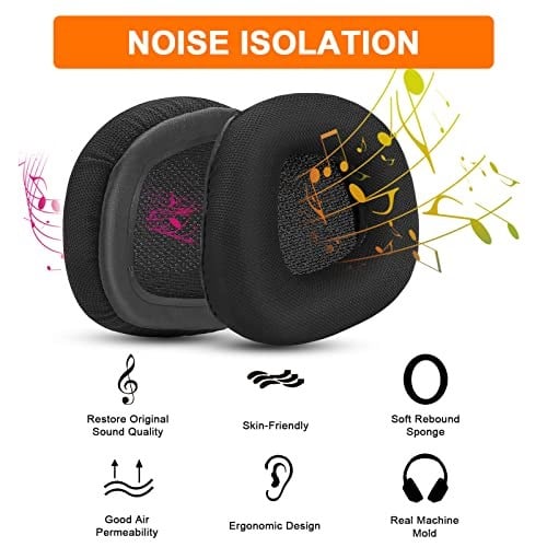 Corsair Void & Corsair Void PRO RGB Kablolu/Kablosuz Oyun Kulaklıkları için Yedek Kulak Pedleri Minderleri Siyah Ağ Kumaşlı, Hafızalı Köpük
