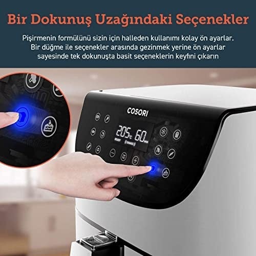 COSORI Airfryer 100 Tarif Yemek Kitabı, 1700-Watt Max XXL 5,5 L Dijital Dokunmatik Hava Fritözleri 11 Ön Ayarlı Fırın, Yağsız Sıcak Ocak, Yapışmaz Sepet, Beyaz