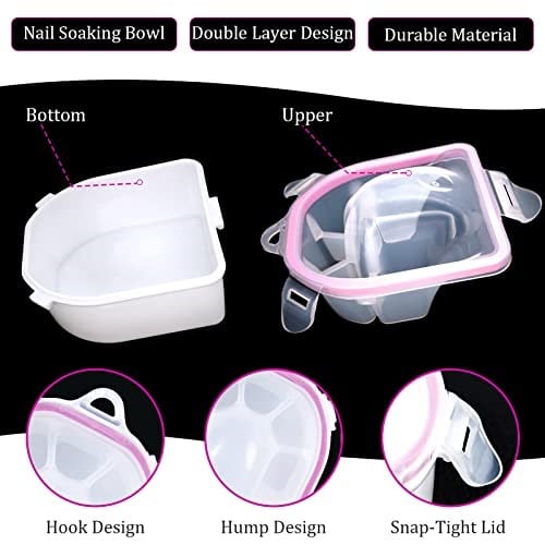 Cosywell Tırnak Soaking Bowl 2 adet Tırnak Çıkarıcı Kase Soak Off Jel Cilası Çıkarıcı Tırnak Sanatı Araçları ile Tırnak Spa Salonu veya Ev Kullanımı için