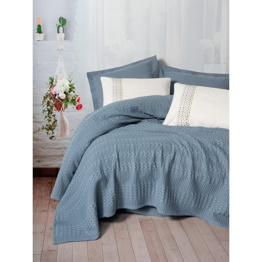 Cotton Box Aura Çift Kişilik Pike Takımı Pebble Indigo