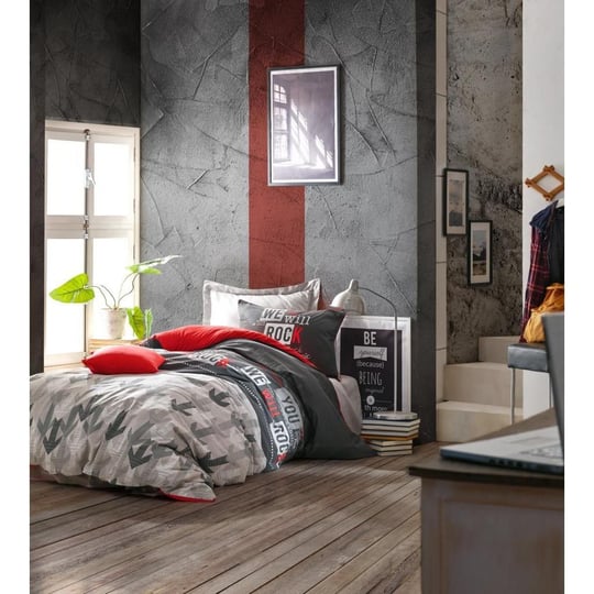 Cotton Box Genç Odası Tek Kişilik Nevresim Takımı Rock Kırmızı
