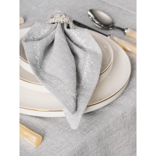 Cotton Box Keten Masa Örtüsü Takımı Pera Gri 175x240