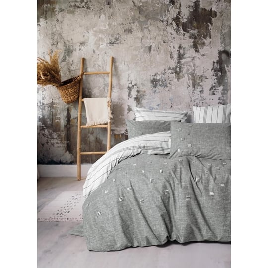 Cotton Box Klein Nakışlı Ranforce Çift Kişilik Nevresim Takımı Patara Gri