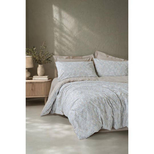 Cotton Box Minimal Çift Kişilik Lastikli Çarşaflı Nevresim Takımı Loom Bej