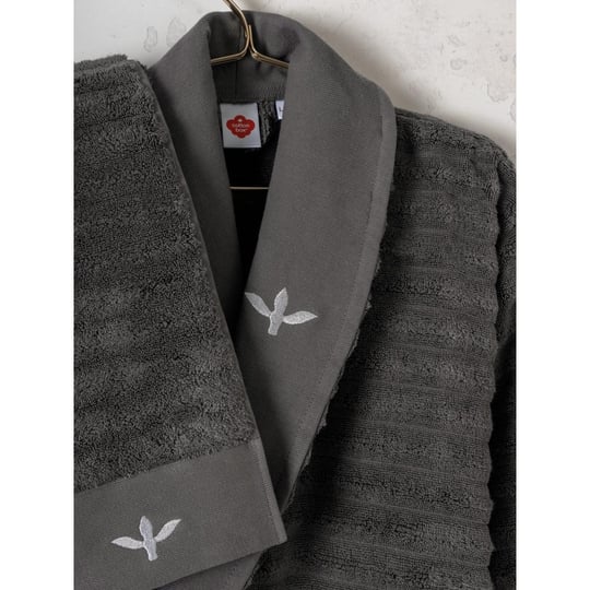 Cotton Box Seta Aile Bornoz Seti Genny Beyaz-antrasit
