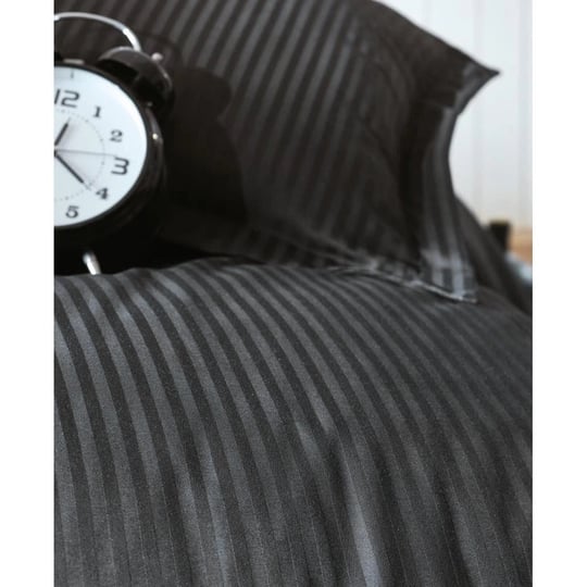 Cotton Box Stripe Saten Çift Kişilik Nevresim Takımı - Siyah