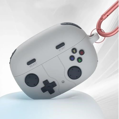 Coverzone Apple AirPods 4 ile uyumlu 4.Nesil Kılıf Kılıf Retro Görünümlü Kancalı Nint-endo Yumuşak Soft Dokunuş AirPods 4. Nesil Kulaklık Kılıf (Gri, AirPods 4. Nesil)