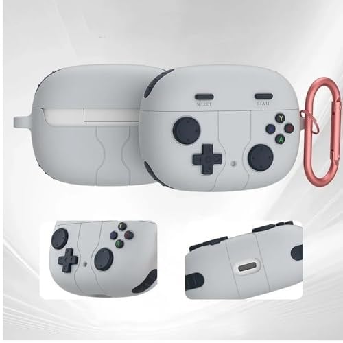 Coverzone Apple AirPods 4 ile uyumlu 4.Nesil Kılıf Kılıf Retro Görünümlü Kancalı Nint-endo Yumuşak Soft Dokunuş AirPods 4. Nesil Kulaklık Kılıf (Gri, AirPods 4. Nesil)