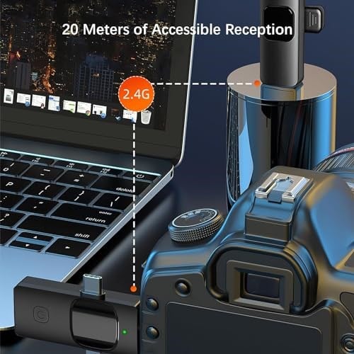 Coverzone Kablosuz İkili Yaka Mikrofonu iPhone ile Uyumlu 3.5mm Aux iPhone Type-C PC Tablet Video Kayıt Röportaj Canlı Yayın Vlog Kablosuz Mikrofon USB C ve Amfi ve Bilgisayar Uyumlu ZR564