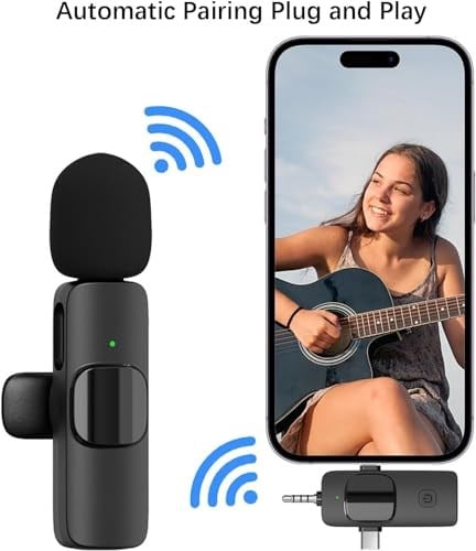 Coverzone Kablosuz İkili Yaka Mikrofonu iPhone ile Uyumlu 3.5mm Aux iPhone Type-C PC Tablet Video Kayıt Röportaj Canlı Yayın Vlog Kablosuz Mikrofon USB C ve Amfi ve Bilgisayar Uyumlu ZR564
