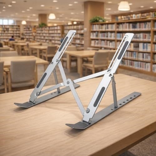 Coverzone Notebook Standı 2in1 Katlanabilir Taşınabilir Folding Alüminyum Dizüstü Bilgisayar Standı Açısı Ayarlanabilir 7 Kademeli