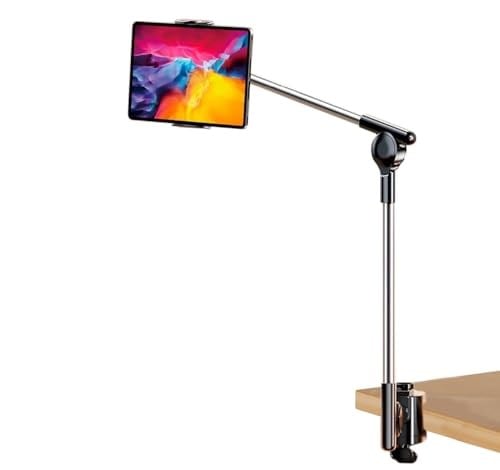 Coverzone Profesyonel 12.9 inçe kadar Uyumlu Tablet Tutucu Yüksekliği Ayarlanabilir Kol Ve Kendinden Açısı Ayarlanabilir 2 Eklemli 360 Derece Dual Turbo Auto Lock Siyah Renk ZM-050 (ZM-050)