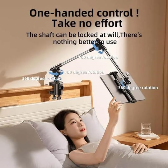 Coverzone Profesyonel 12.9 inçe kadar Uyumlu Tablet Tutucu Yüksekliği Ayarlanabilir Kol Ve Kendinden Açısı Ayarlanabilir 2 Eklemli 360 Derece Dual Turbo Auto Lock Siyah Renk ZM-050 (ZM-050)