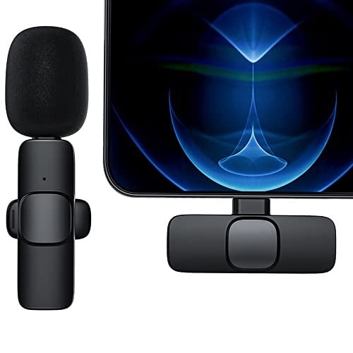 Coverzone Type-c 2 Adet Mikrofonlu Tek Alıcılı Kablosuz Cep Telefonu İçin USB C Girişli Gürültü Önleyicili Profesyonel Dış Mekan Vlog Canlı Yayın Youtuber Yaka Mikrofonu Siyah