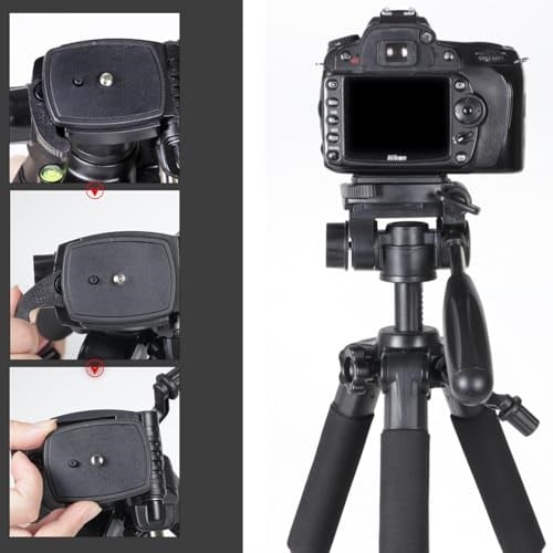 coverzone Zomei Q111 Kamera Tripodu Cep Telefonu Tutuculu + Uzaktan Kumanda, Alüminyum Alaşım Hafif Kamera Ayaklı Tripod 3 Yönlü Döner Başlık Hızlı Değiştirme Plakası ve Çanta 47 – 140 cm Siyah Renk