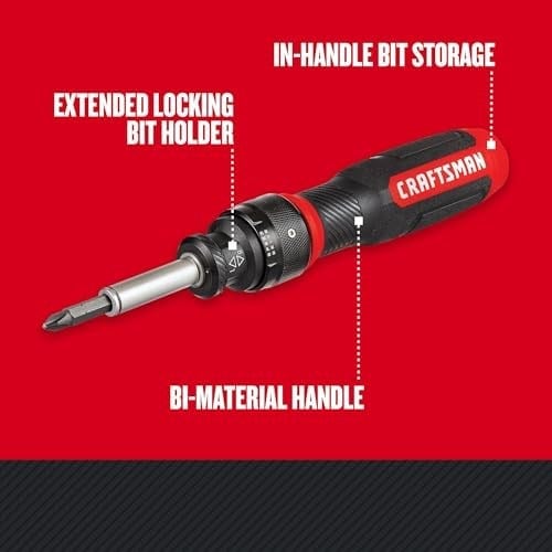 CRAFTSMAN CMHT68129 15 PC SpeedDrive Mandallı Tornavida, Kırmızı, Siyah, Gümüş