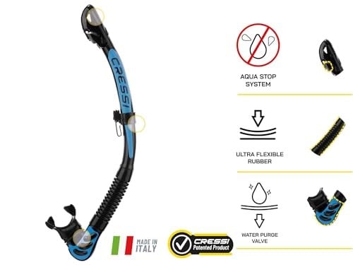 Cressi Alpha Ultra Dry şnorkel, kuru, şnorkel, apne ve dalış için ideal