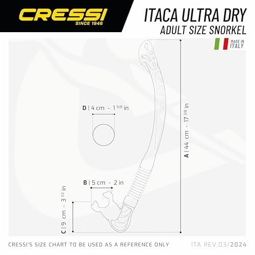 Cressi Alpha Ultra Dry şnorkel, kuru, şnorkel, apne ve dalış için ideal