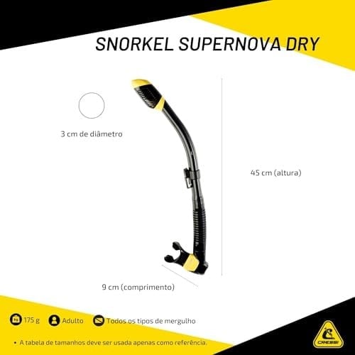 CRESSI Dry Snorkel – Unisex Premium Kuru Şnorkel Dalış/Apne/Şnorkel için, Tek Beden