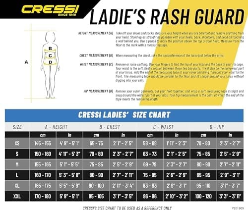 Cressi Kadın Rash Guard kısa kollu triko, elastik dokuma, UV güneş korumalı (UPF) 50+ (tekli paket)